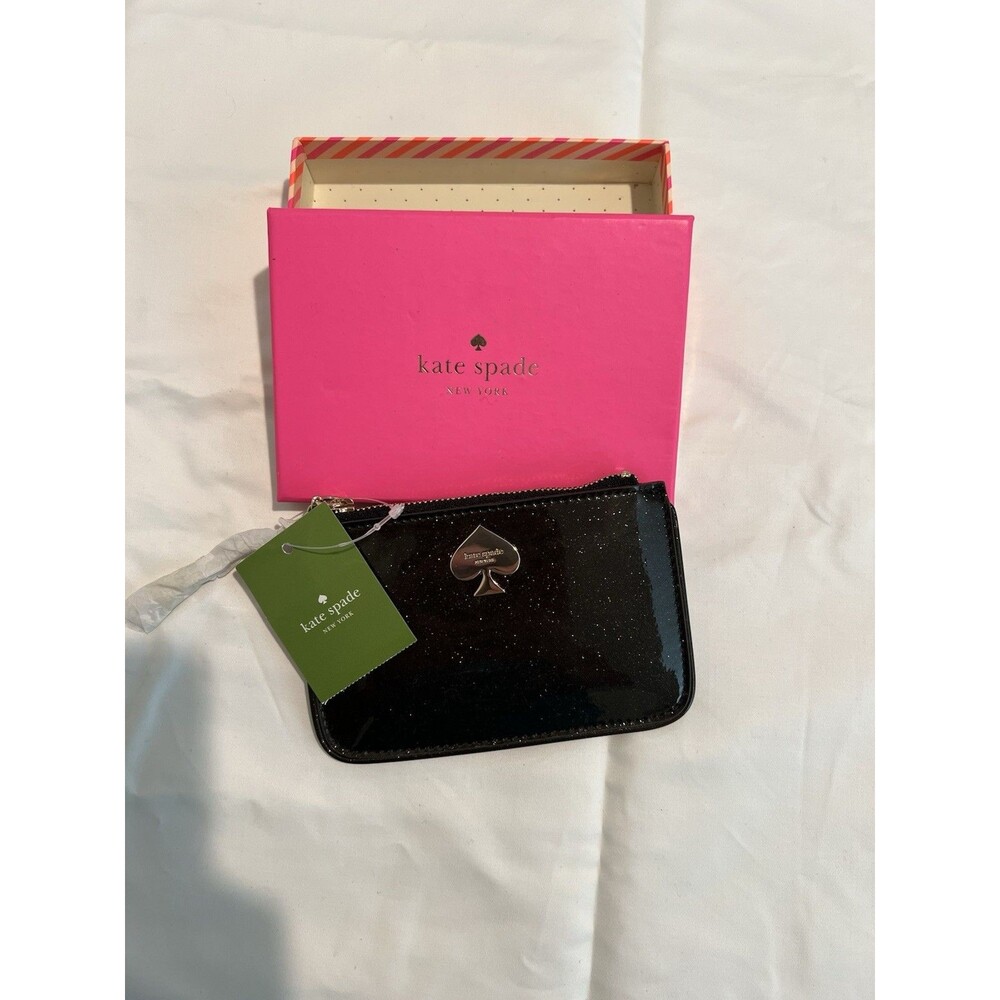 Kate Spade New York Glitter Black Card Case Coin Purse Wallet NWT‎ - Picture 2 of 4